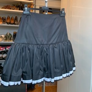 Prada black and white vintage midi skirt with lace trim